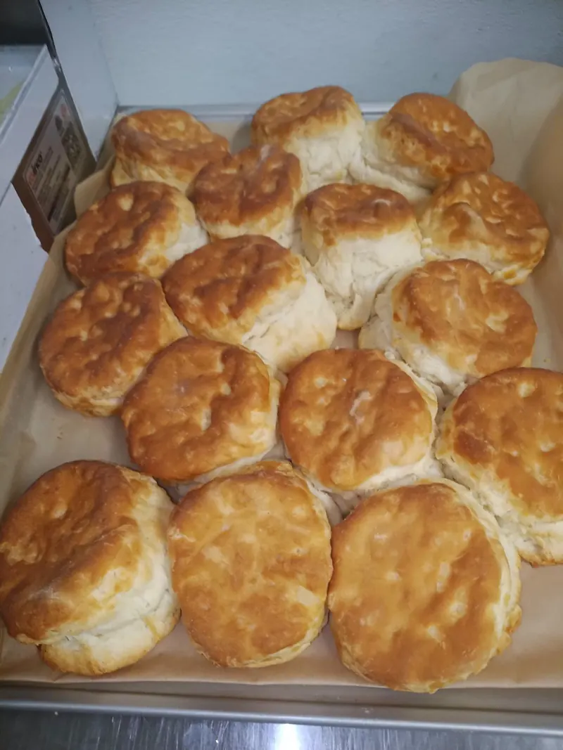 A fresh tray of biscuits