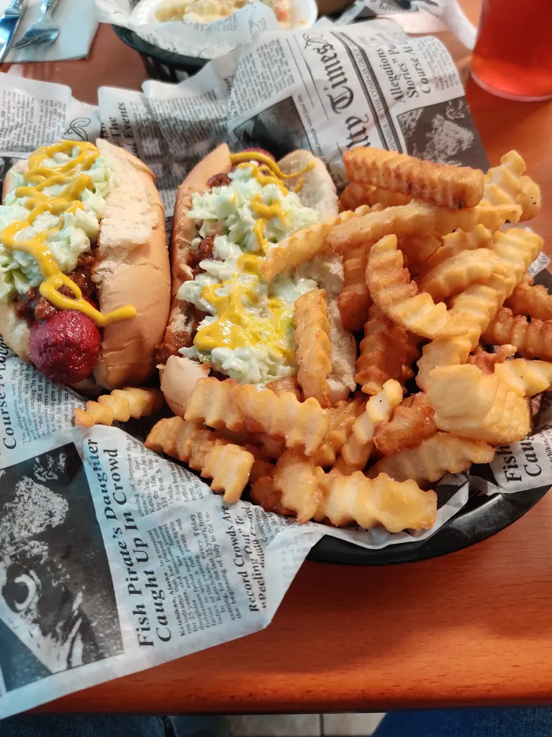 Hot dogs and crinkle fries