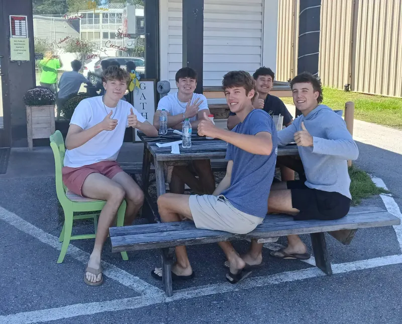 Picnic tables out front